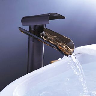 Oil Rubbed Bronze Waterfall Glass Spout Bathroom Sink Faucet