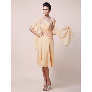 Sheath/Column Sweetheart Knee length Chiffon Mother of the Bride Dress With A Wrap