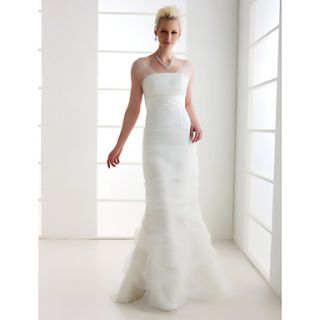 Trumpet/Mermaid Off the shoulder Floor length Tulle Wedding Dress