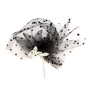 Black Chiffon With Rhinestones Wedding Bridal Headpiece