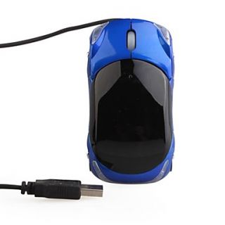 Racer Car Style USB Optical Mouse with LED Decorations (White Scroll Wheel)