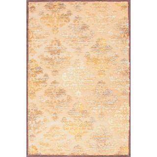 Transitional Floral Pattern Brown Rug (76 X 96)