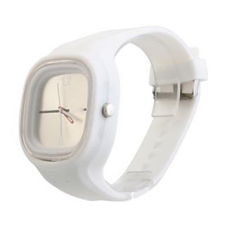Silicone Band Fashion Women Men Unisex Casual Jelly Sport Watch   Silvery