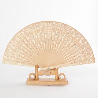 Intricate Openwork Sandalwood Fans (set of 6)