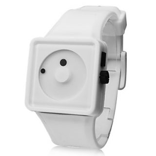 Unisex Creative Two Dot Dial Silicone Band Quartz Analog Wrist Watch (White)