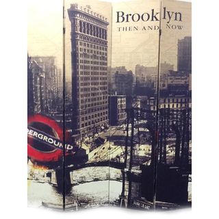 Four Panel Brooklyn Then And Now City Room Divider