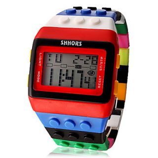 Unisex Rainbow Block Brick Style Digital Wrist Watch