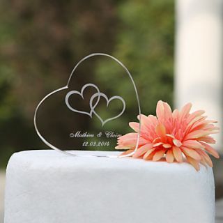 Personalized Heart Crystal Wedding Cake Topper (More Designs)