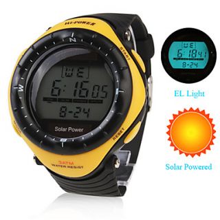 Unisex Solar Powered Multi Functional Digital Wrist Watch (Yellow)