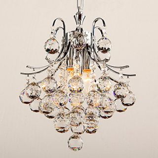 Crystal Chandelier with 3 lights (Chrome Finish)