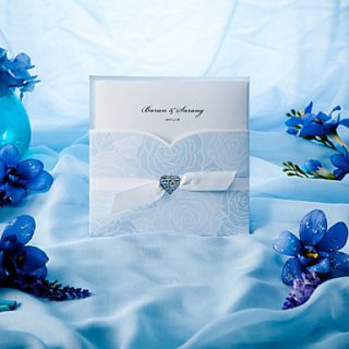 Elegant Blue Roses Tri fold Wedding Invitation (Set of 50)