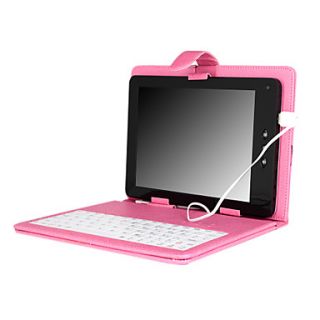 Leather Protective Case with Keyboard built in the sliding lock for 8 Inch Tablet PC   Pink