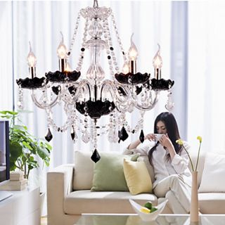 Crystal Chandelier with 6 Lights   Graceful Candle Featured Style
