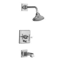 Kohler K t13133 3a cp Polished Chrome Pinstripe Pure Rite temp Pressure balancing Bath And Shower Faucet Trim, Valve Not Include