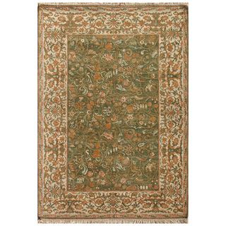 Hand knotted Oriental Forest Green Wool Area Rug (2 X 3)