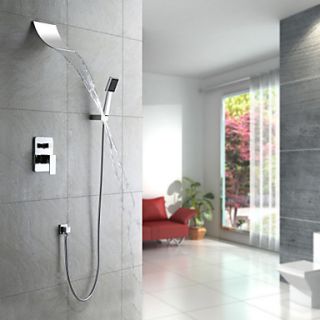 Contemporary Waterfall Shower Faucet with Shower head Hand Shower (Wall Mount)
