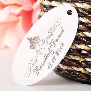 Personalized Oval Favor Tag – Crown (Set of 60)