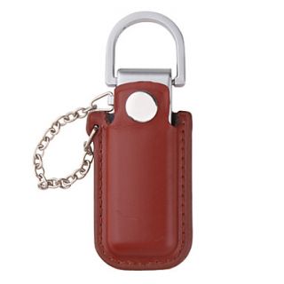 8GB Stainless Steel USB Flash Drive Keychain with Pouch (Brown)