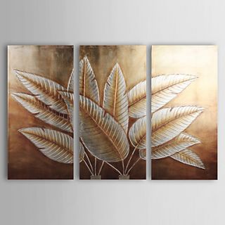 Hand painted Abstract Oil Painting with Gold and Silver Foil   Set of 3
