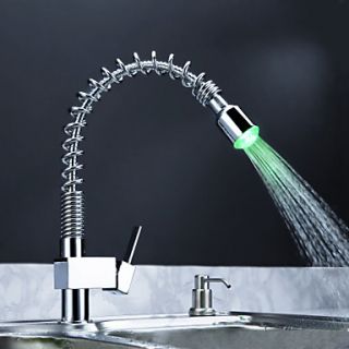 Sprinkle by Lightinthebox   Brass Pull Down Kitchen Faucet with Color Changing LED Light   Spring