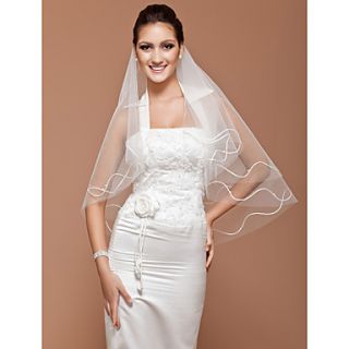 One tier Fingertip Wedding Veil With Cut Edge (More Colors Available)