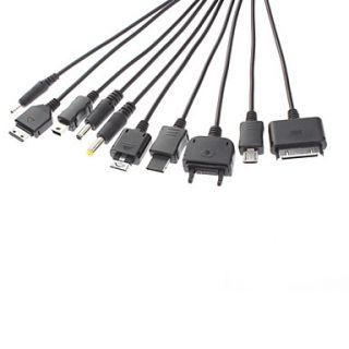 Universal 10 in 1 Flexible USB Cable (58cm, Black)
