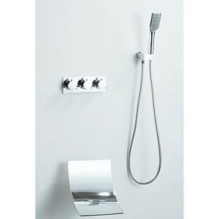 Wall Mount Waterfall Tub Faucet with Hand Shower (Chrome Finish)