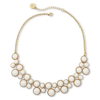 LIZ CLAIBORNE Gold Tone White Stone Collar Necklace, Whte