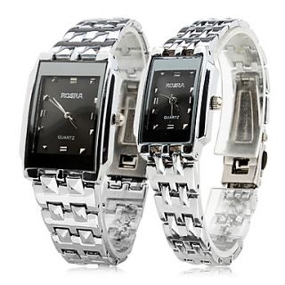 Pair of Alloy Analog Quartz Couples Watches (Silver)