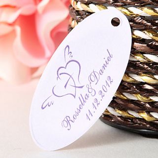 Personalized Oval Favor Tag – Winged Hearts (Set of 60)