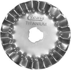 Clauss Pinking Rotary Cutter Replacement Blade (SilverMaterials Titanium, steelPackage includes one (1) 45 mm replacement bladeTitanium bonded steel constructionFor use with the 45mm Claus Titanium Bonded Rotary Cutter (sold separately)Dimensions 45mm i
