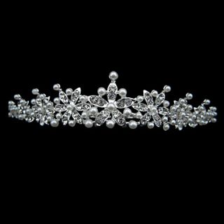 Alloy With Rhinestone And Pearl Flower Bridal Tiara