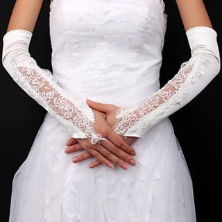 Satin / Lace Bridal Fingerless Opera Length Gloves