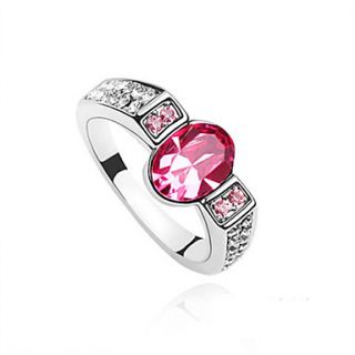 Austria Crystal Ring In Platinum plated Alloy   Oval (More Colors)
