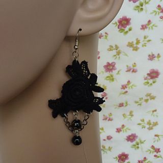Black Rose Lace Gothic Lolita Earrings