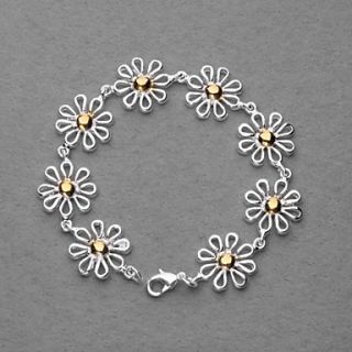 Fashion Silver Plated Gold Chrysanthemum Womens Bracelet