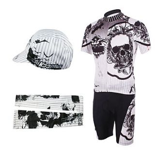 Cycling BIB Suits with Cap and Arm Warmers(White and Black)