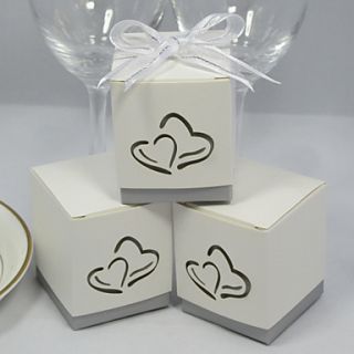 Cutout Double Hearts Favor Box With Ribbon (Set of 12)