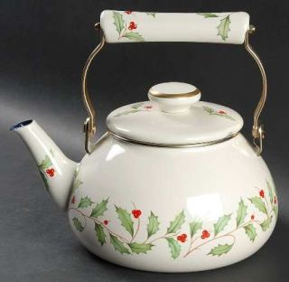 Lenox China Holiday (Dimension) Metal Kettle & Lid, Fine China Dinnerware   Dime
