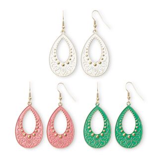 ARIZONA Textured Teardrop 3 pr. Earring Set