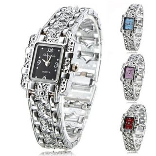 Womens Fashionable Silver Alloy Quartz Analog Bracelet Watch (Assorted Colors)