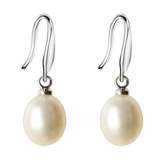 White Elliptical Pearl Earring