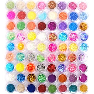 72 Colors Glitter Nail Art Decoration Combination