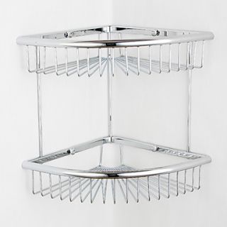 Contemporary Chrome Finish Fan shaped Double Layer Wall mounted Soap Basket