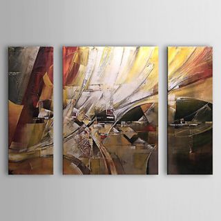 Hand painted Abstract Oil Painting with Stretched Frame   Set of 3