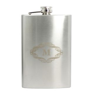 Personalized Stainless Steel 9 oz Flask   Initial