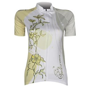 OQsport  100% Polyester Womens Short Sleeves Cycling Jersey (Yellow and White)