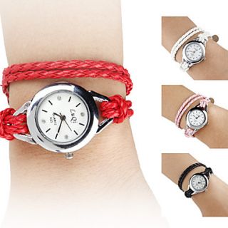 Womens PU Analog Quartz Bracelet Watch (Assorted Colors)