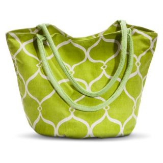 Canvas Geometric Print Bucket Handbag   Lime Green