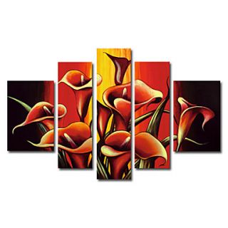 Hand painted Oil Painting Floral Oversized Wide Set of 5